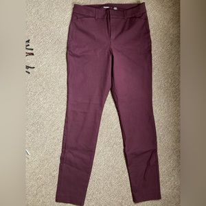 Burgundy high rise pixie straight leg skinny dress pant